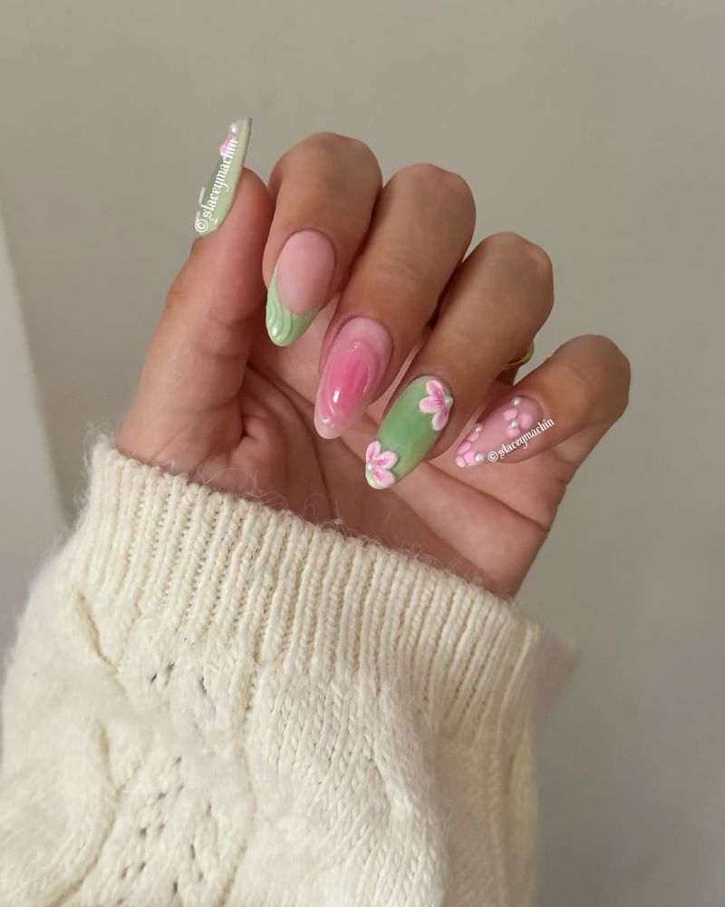 ongles mai, ongles printaniers mignons, nail art printanier