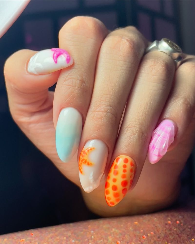 ocean nails, summer vacation nails