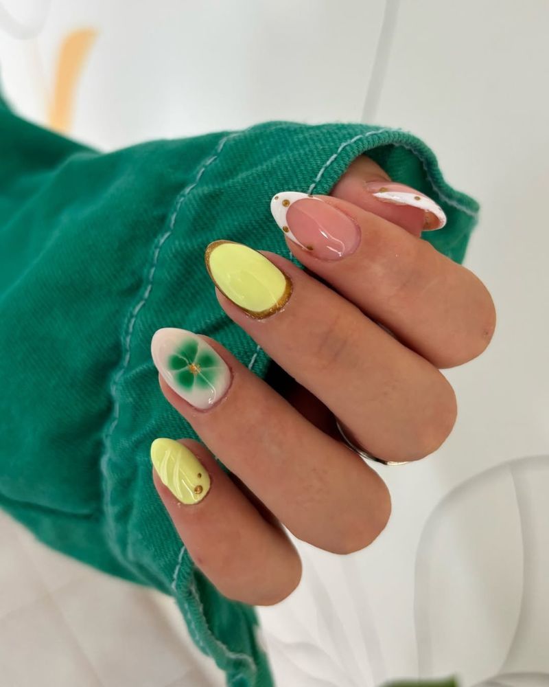 art d'ongles simple d'été, ongles vert citron