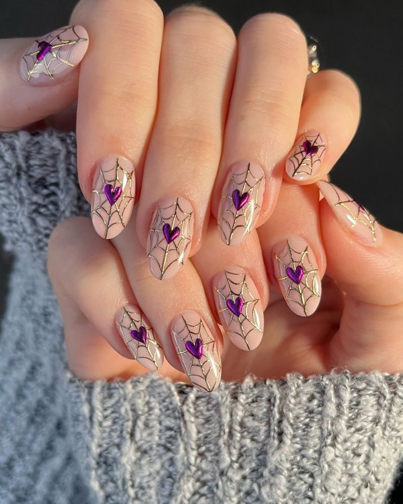 ongles halloween, base nude