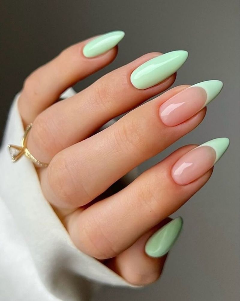 ongles élégants, vert menthe