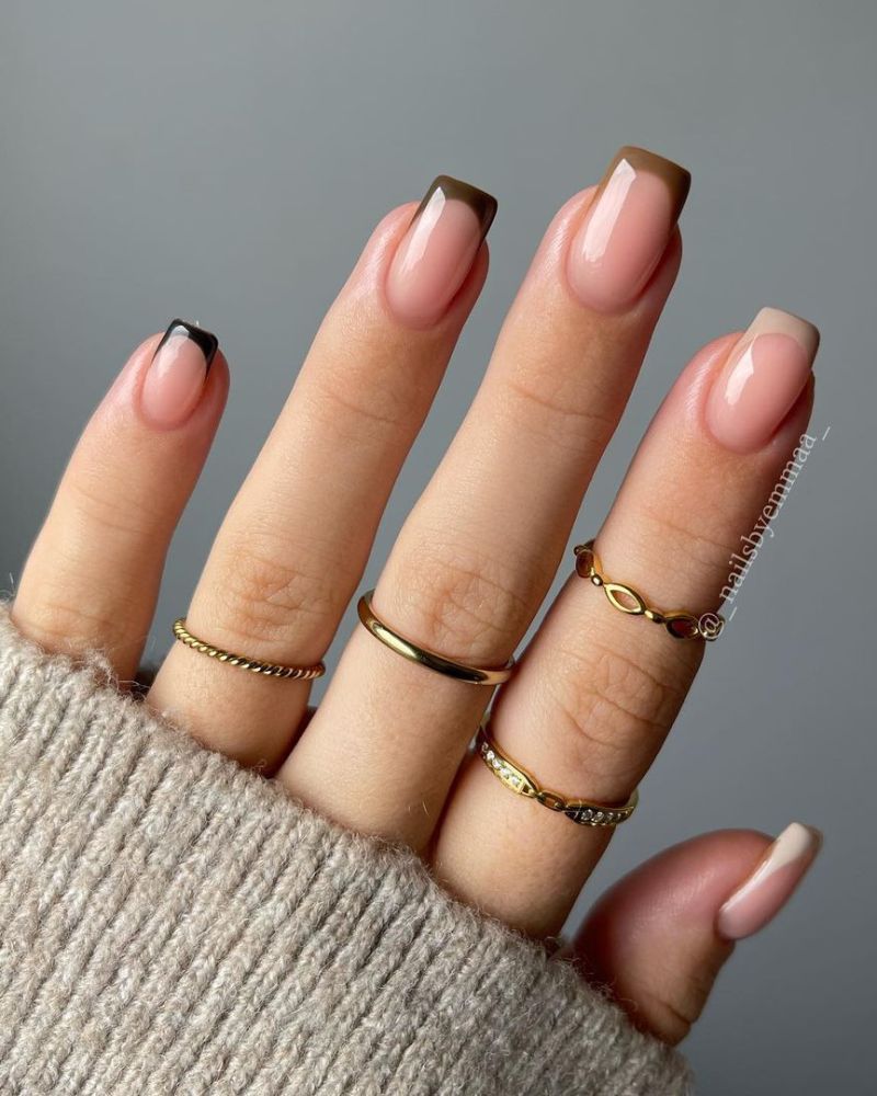 couleurs d'ongles d'automne, french manicure d'automne