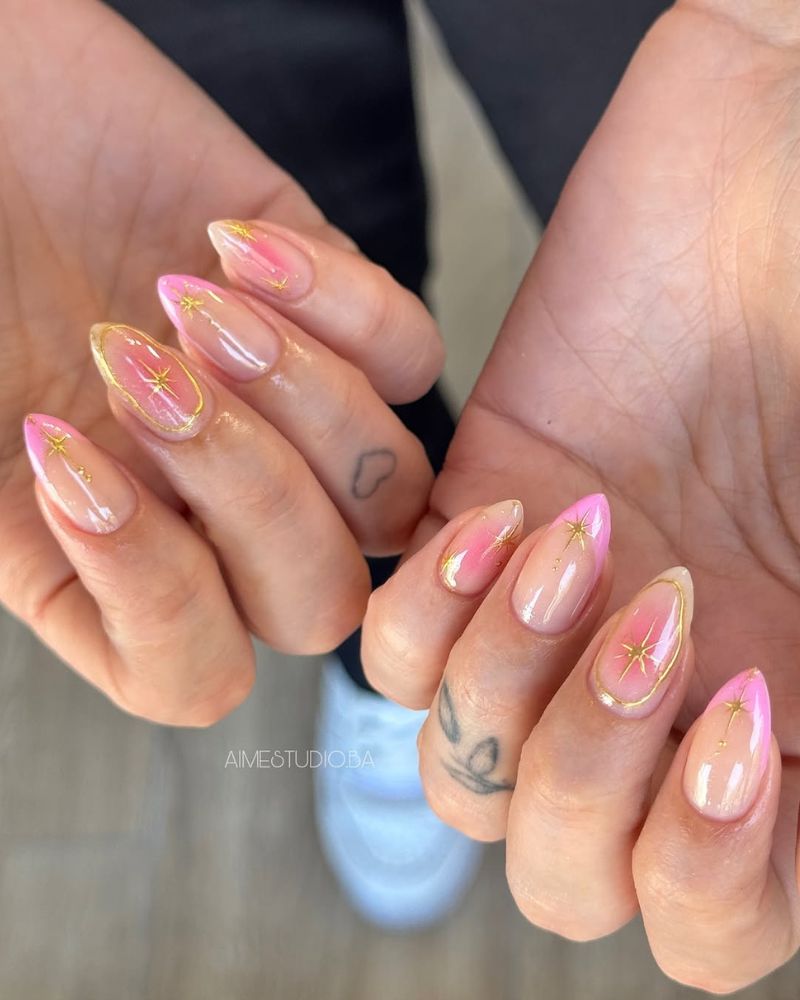 design nail art rose clair, french manucure