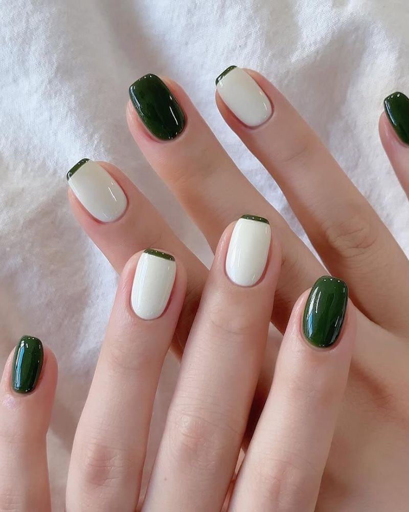 manucure verte et blanche pour l’hiver