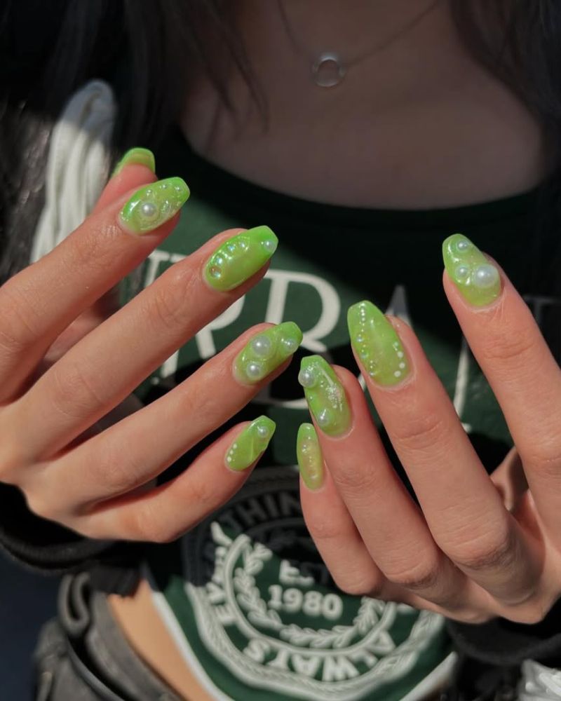 nail art bulles 3D, ongles coffin