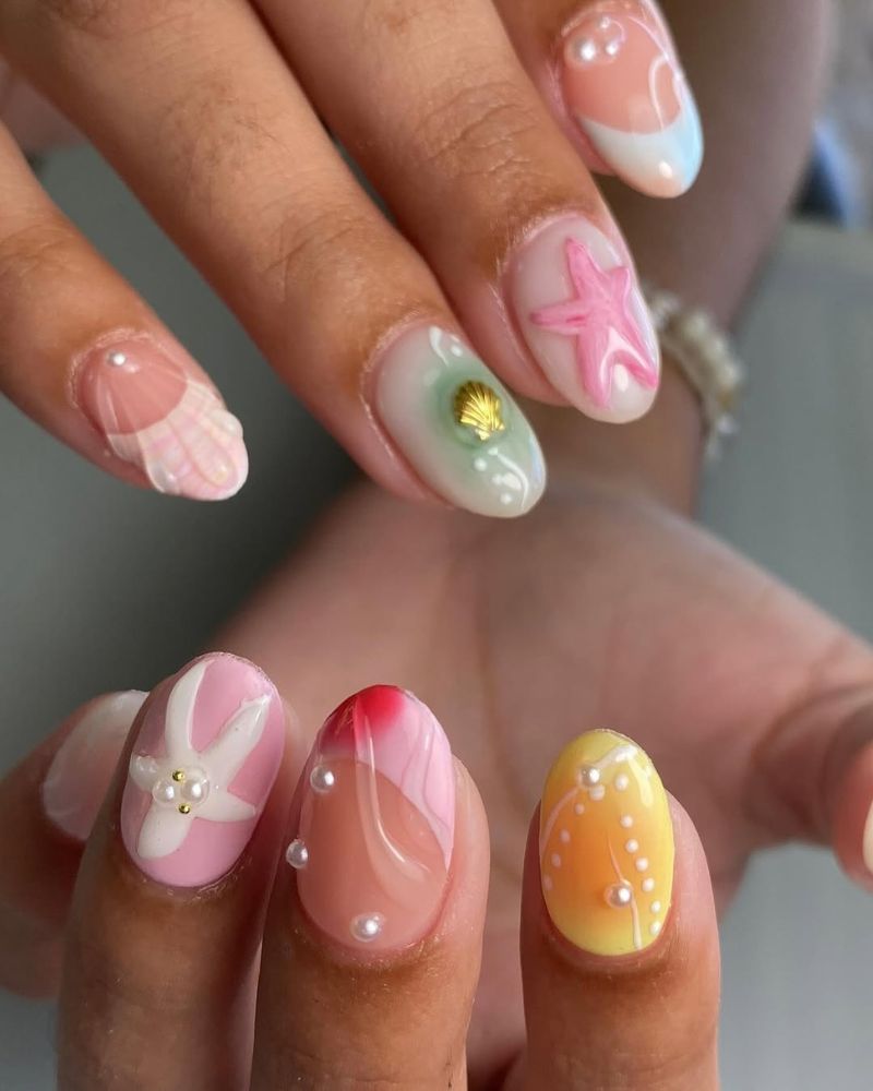 idées d’ongles vacances, ongles d’été clairs