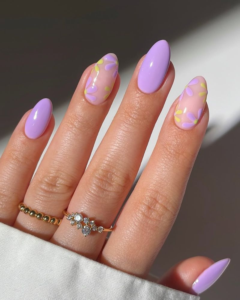 ongles violet clair, ongles lilas