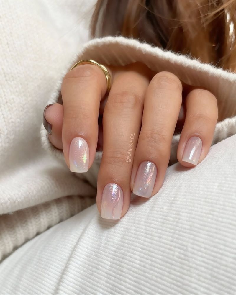 nail art hiver scintillant sur ongles carrés droits