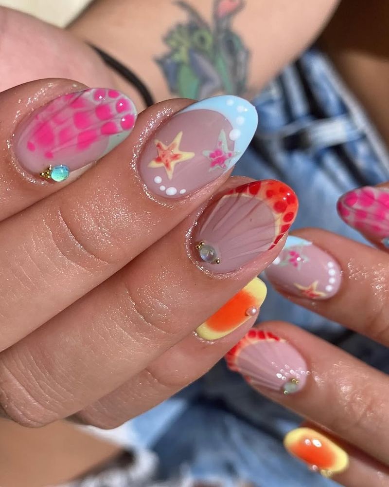 ongles de vacances, nail art plage