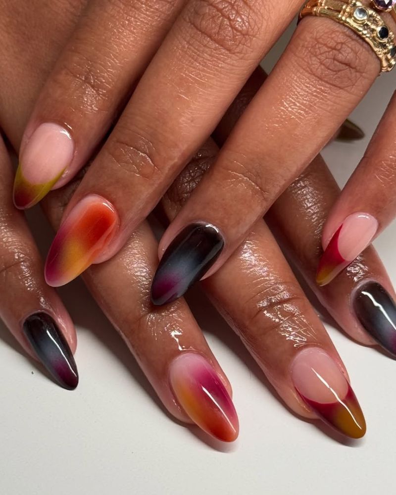 manucure d'automne pour forme d'ongle amande
