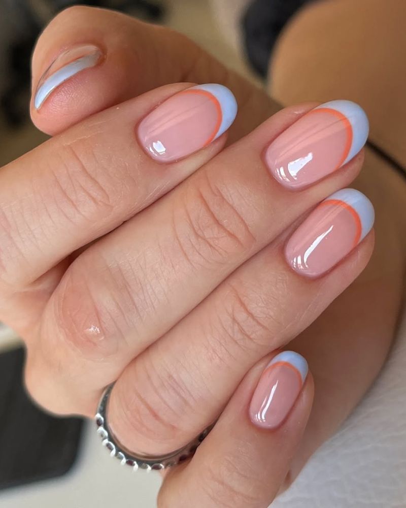 ongles bleu ciel, ongles simples