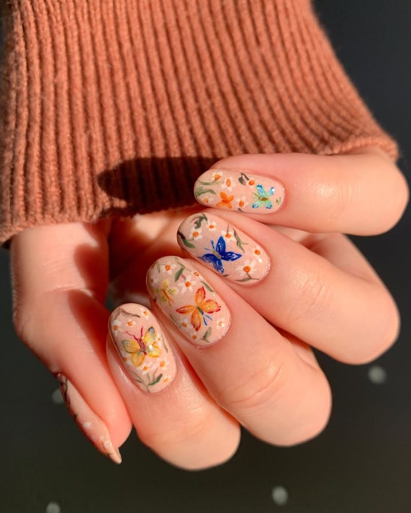 ongles printaniers simples, jolis ongles printaniers
