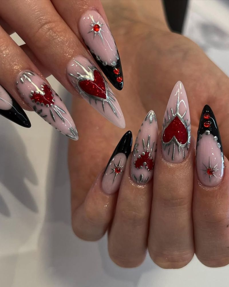 ongles stilettos, nail art audacieux