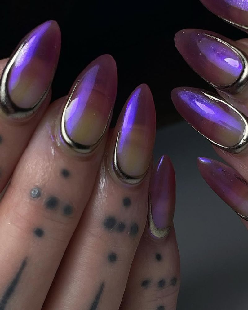 ongles ombrés violets, ongles simples, stilettos