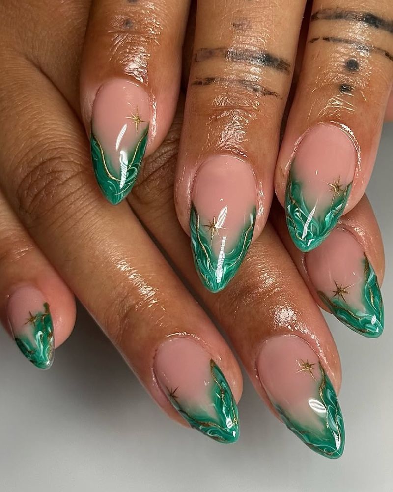 ongles verts élégants, ongles vert émeraude