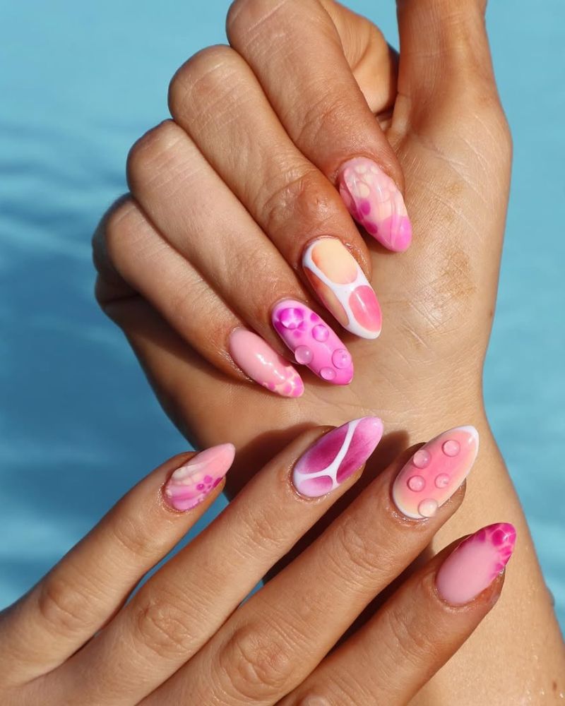 ongles roses de printemps, ongles d’été