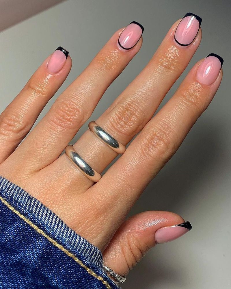 french black nails black nails with black tips