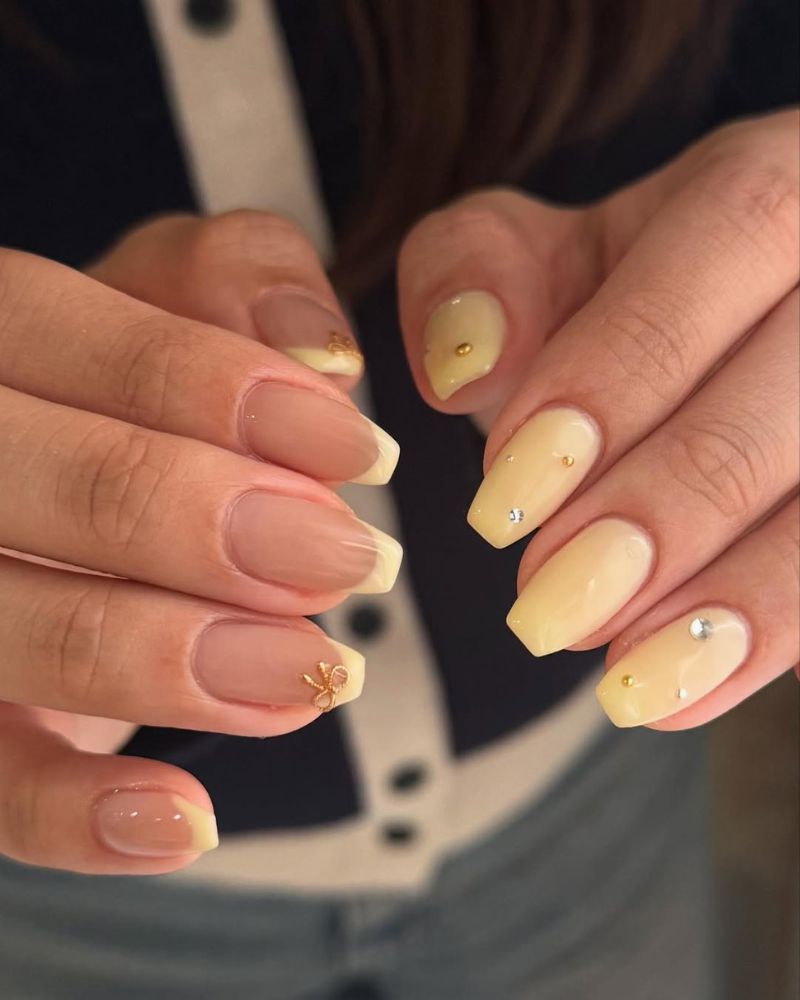 k-nails, designs jaune butter, ongles cercueil