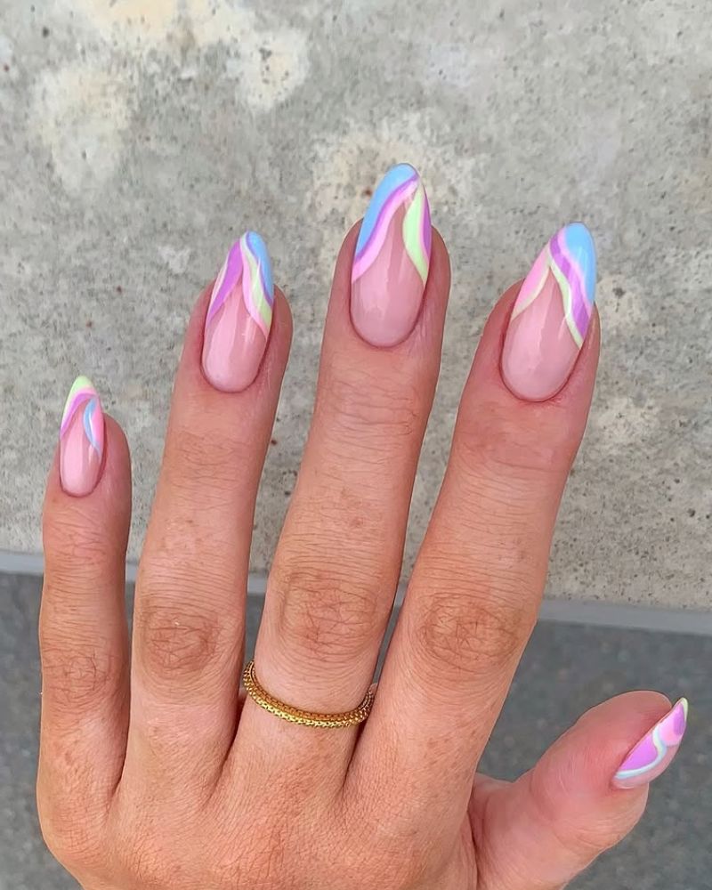 ongles pastel, french pastel, ongles colorés pastel