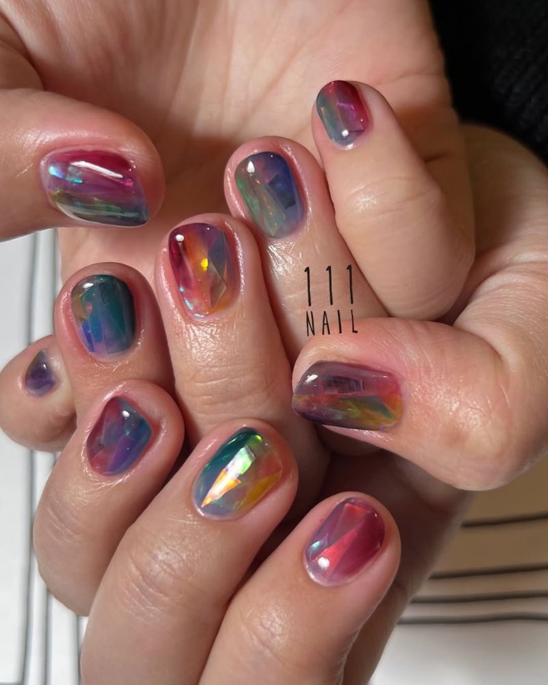 ongles colorés d’automne sur base courte