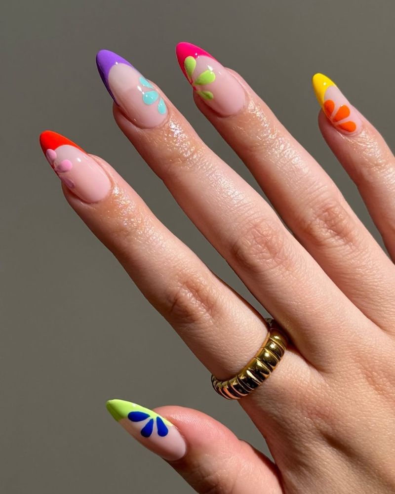 french colorée, ongles d'été simples