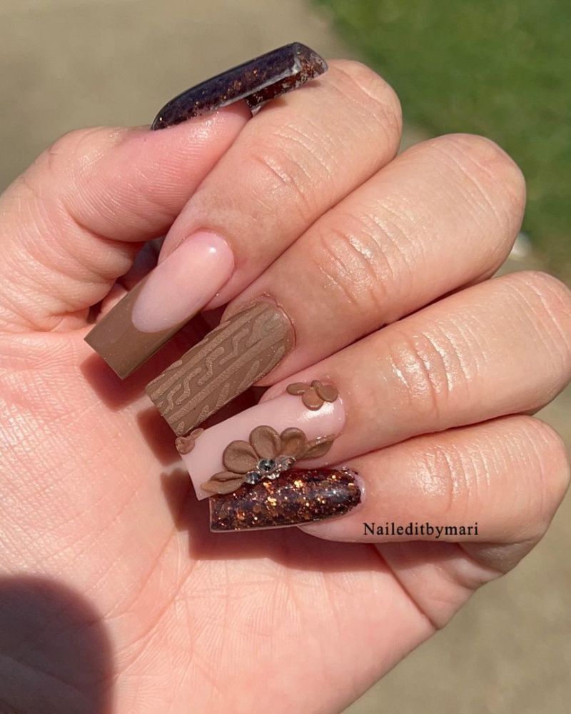 nail art automne, ongles d'automne