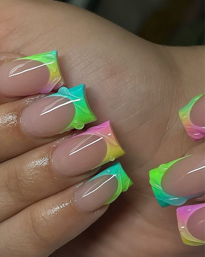 french dégradée, nail art 3D