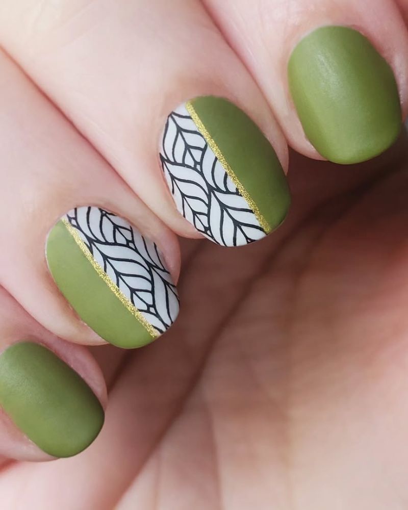 ongles verts mats, nail art
