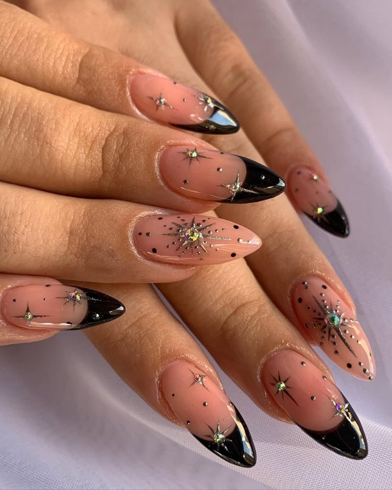 manucure française noire, french nails