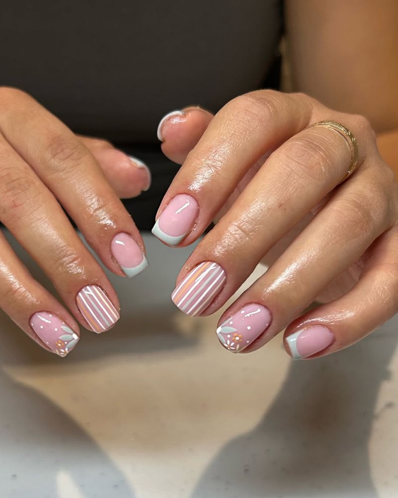 ongles pastel, ongles printaniers