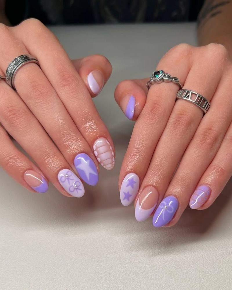 designs d’ongles violet clair, ongles violets mignons