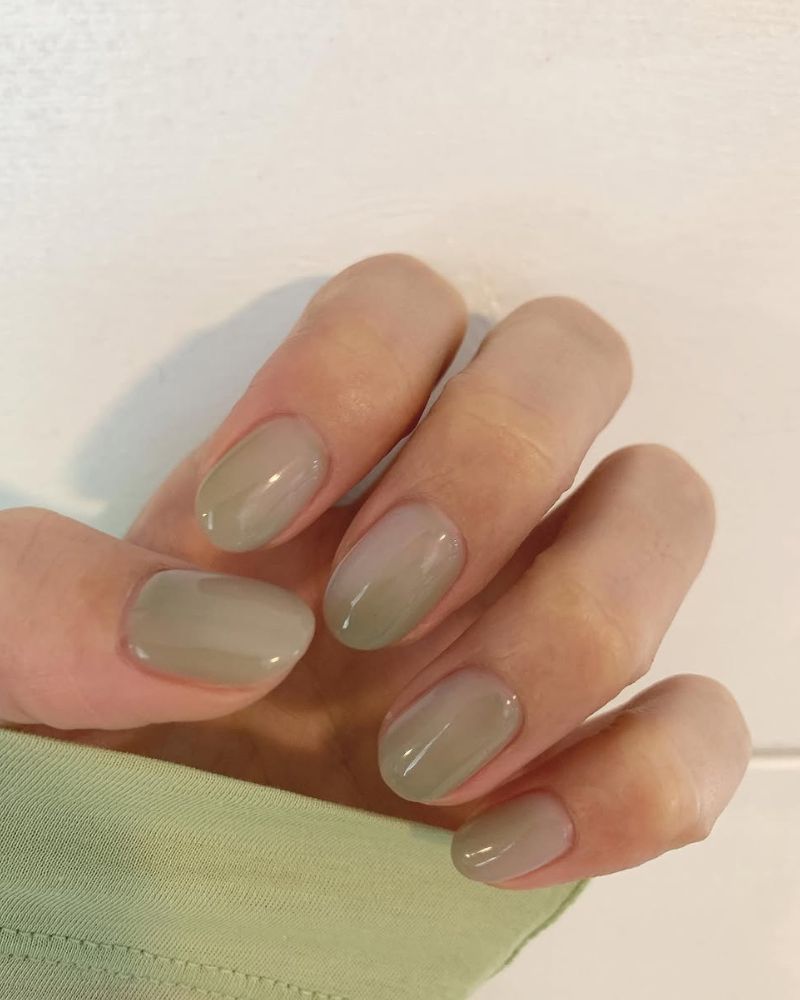 manucure nette, ongles verts naturels