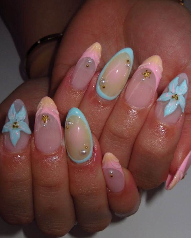 ongles couleur pastel, ongles élégants d’été