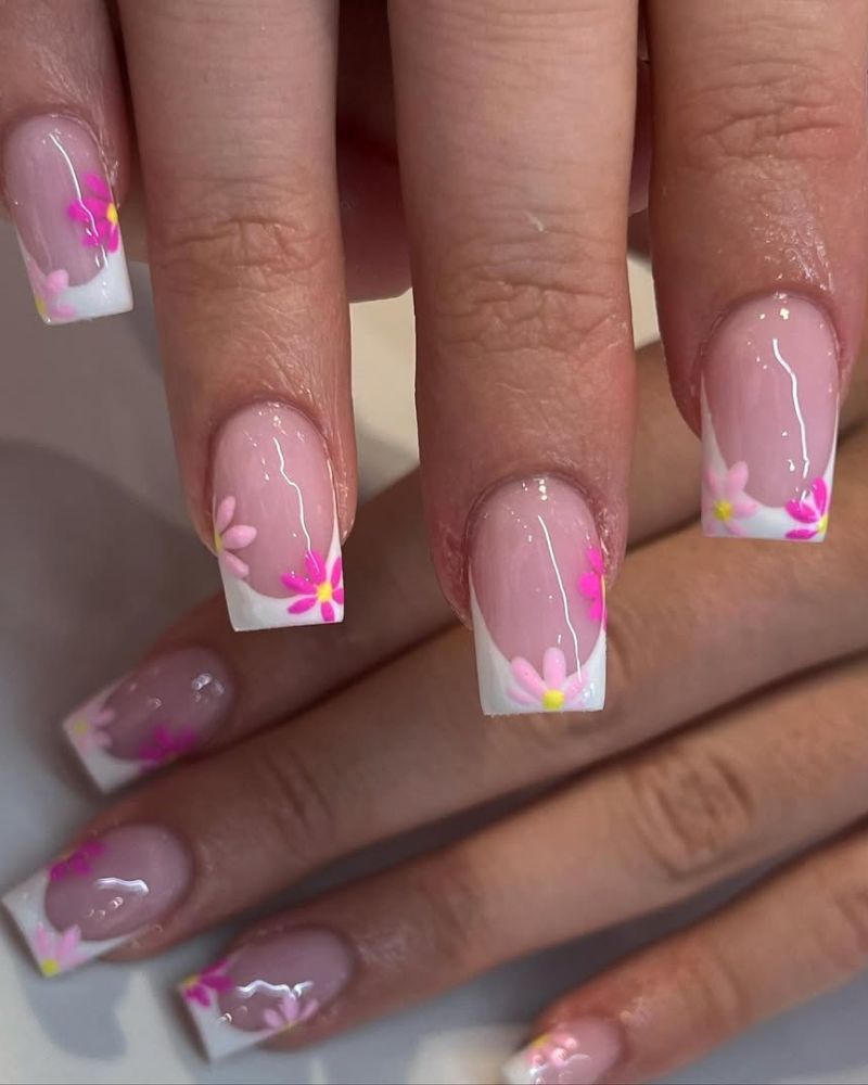 french manucure, ongles french à pointe blanche