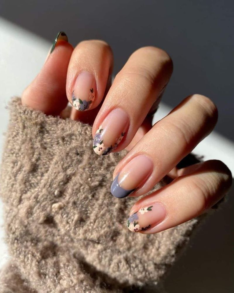art floral, jolis ongles de printemps
