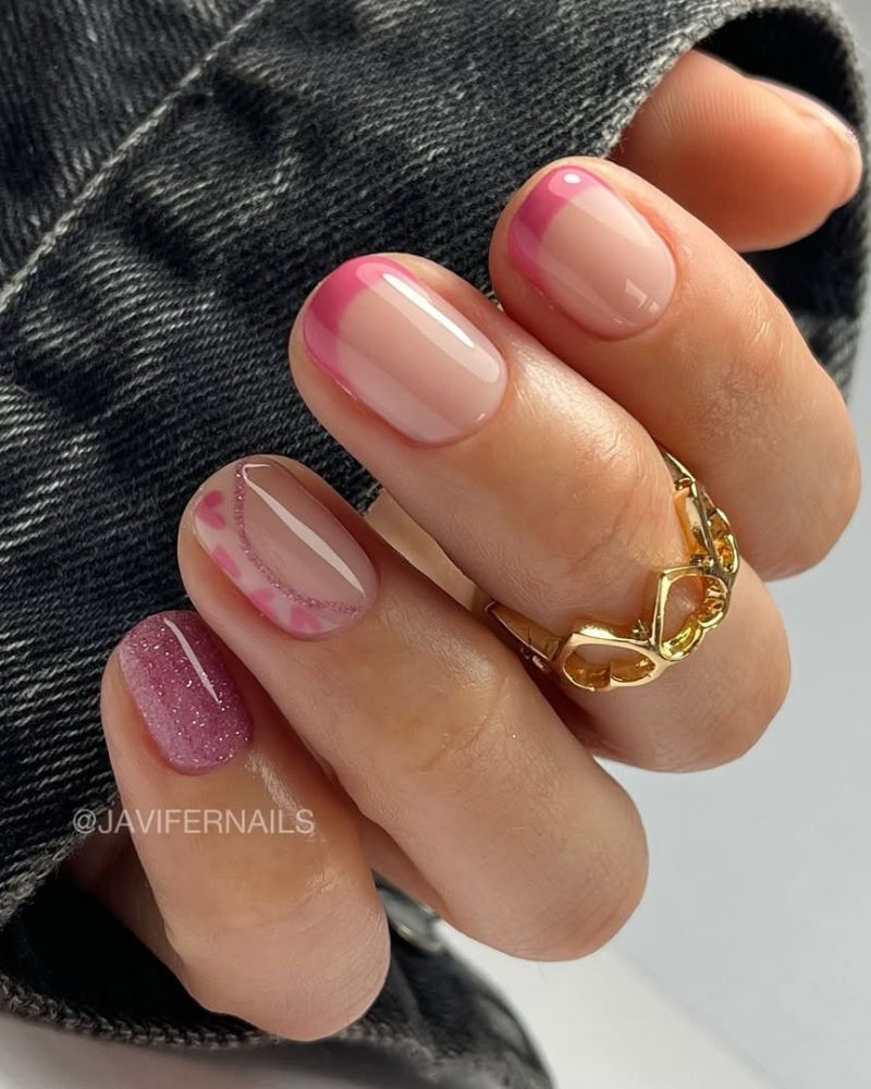 ongles courts, ongles roses doux