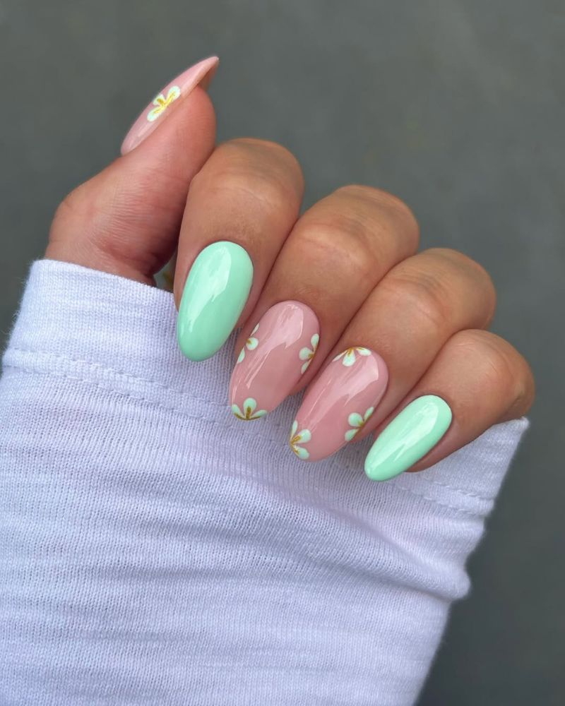 ongles vert menthe, ongles verts mentholés