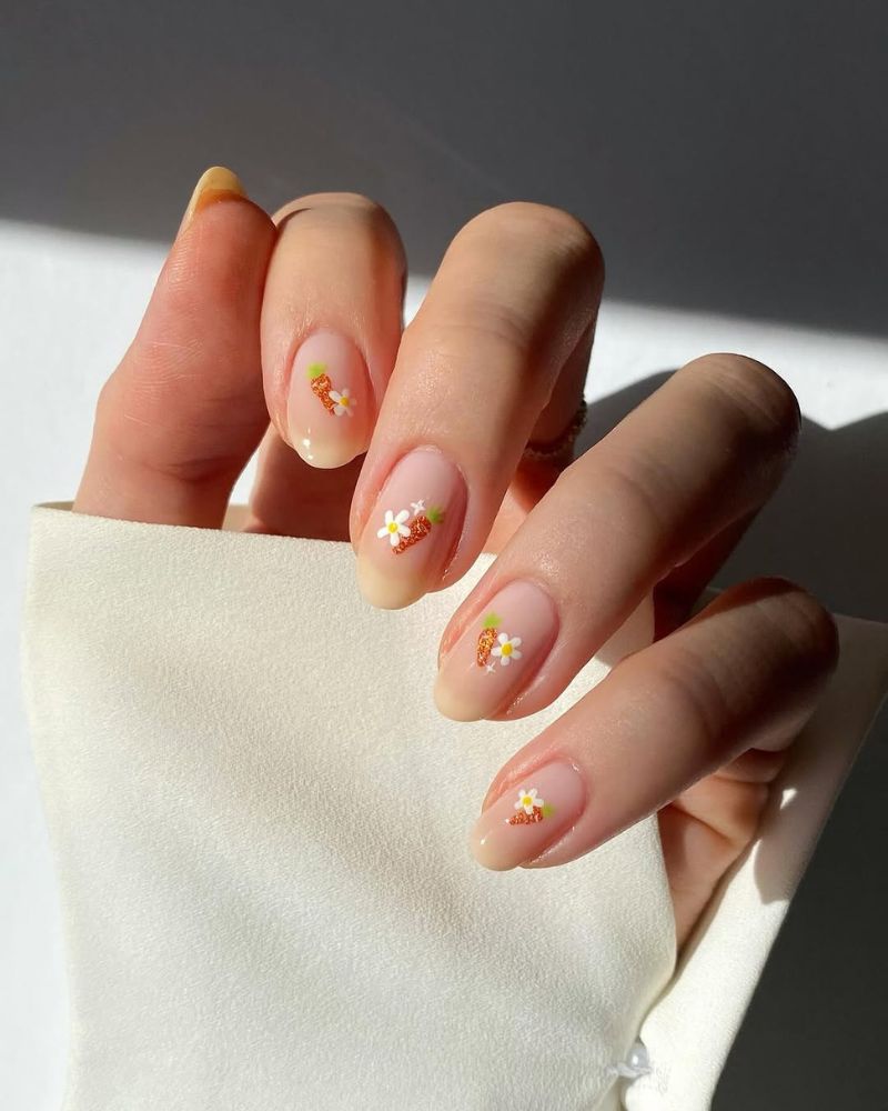 ongles propres, base chic, nail art carotte