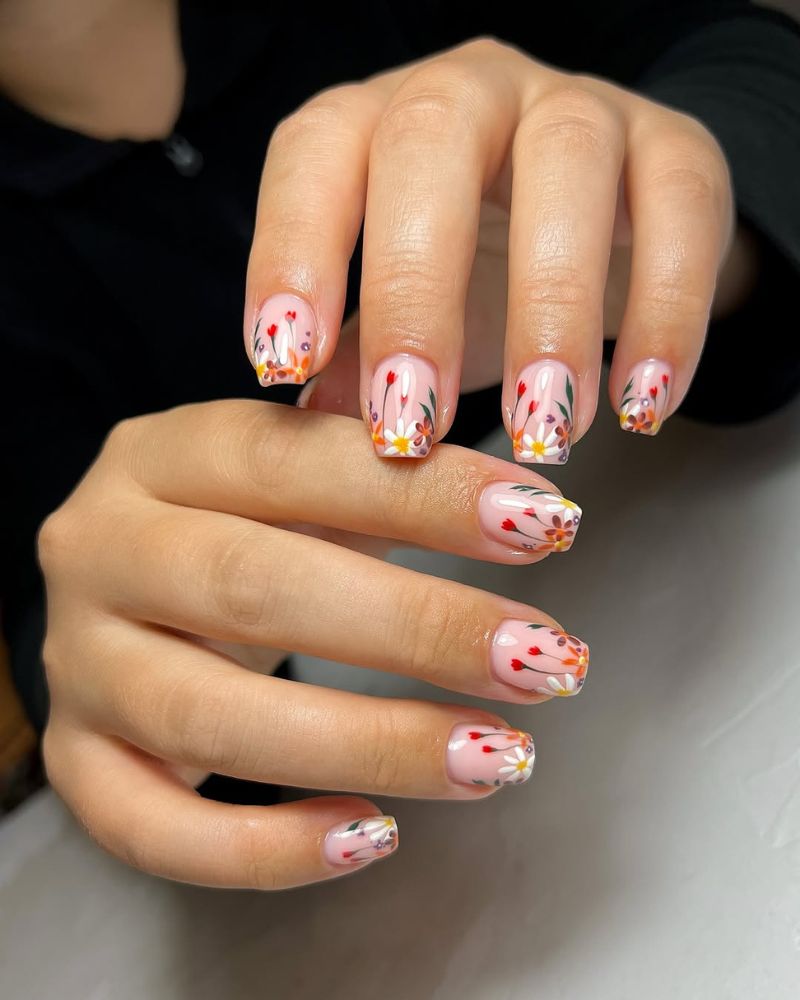 ongles élégants de printemps, idées d’ongles printaniers