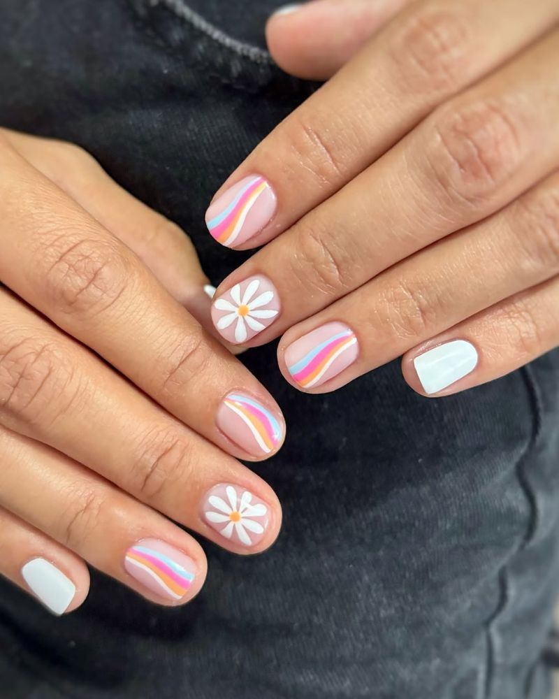 ongles courts printaniers, ongles pastel