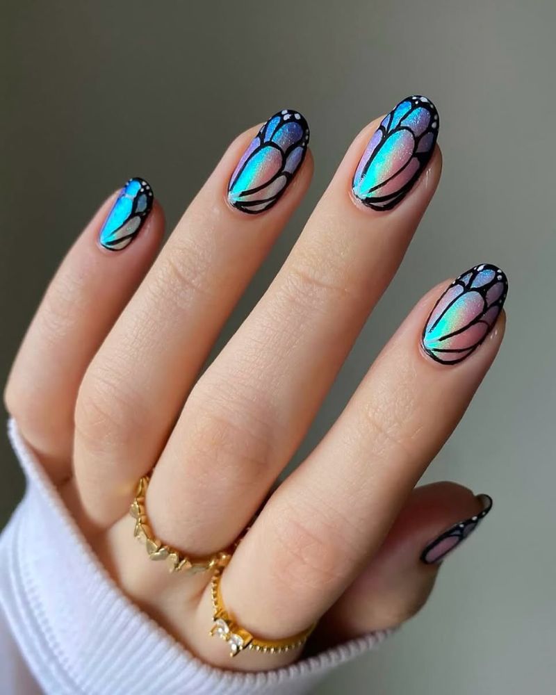 design nail art papillon, ongles printaniers mignons