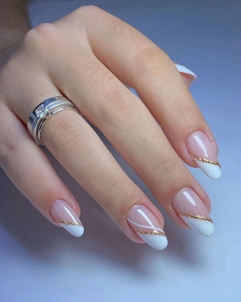 ongles blancs simples, dessins d'ongles à bout blanc