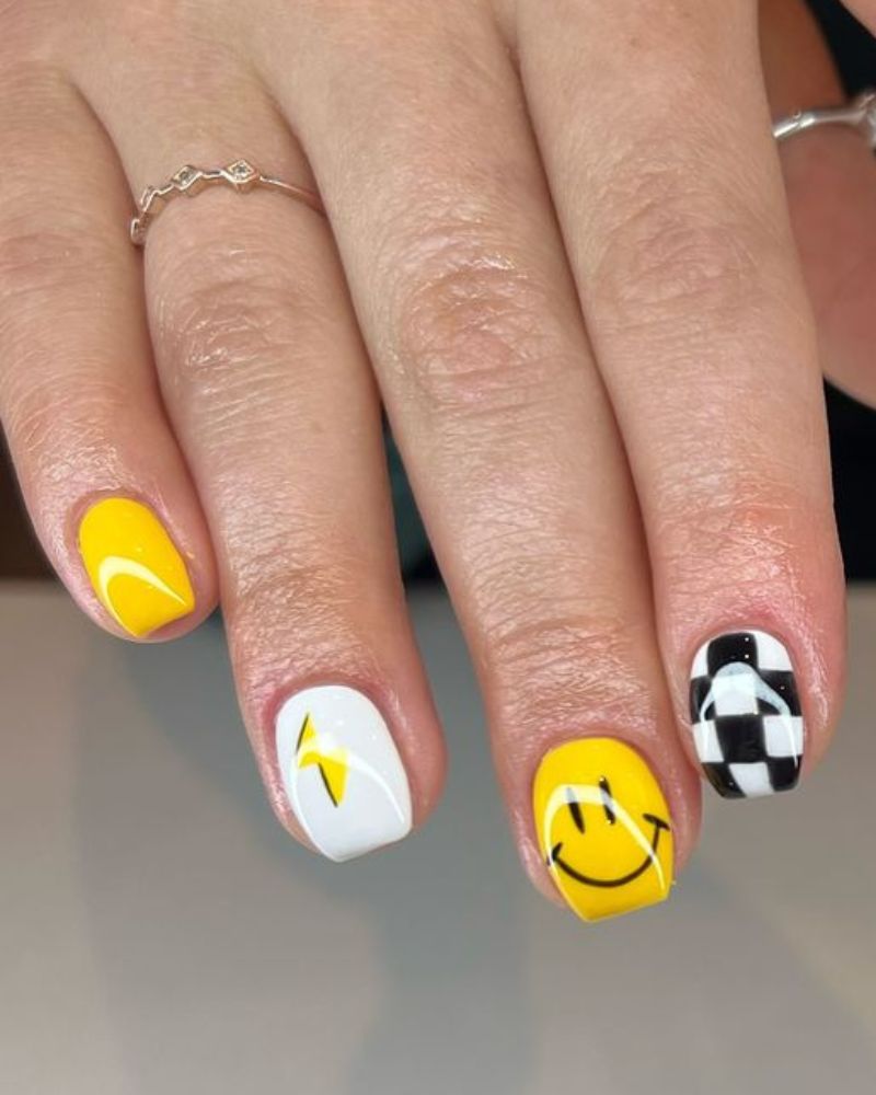 nail art jaune, design ongles jaunes