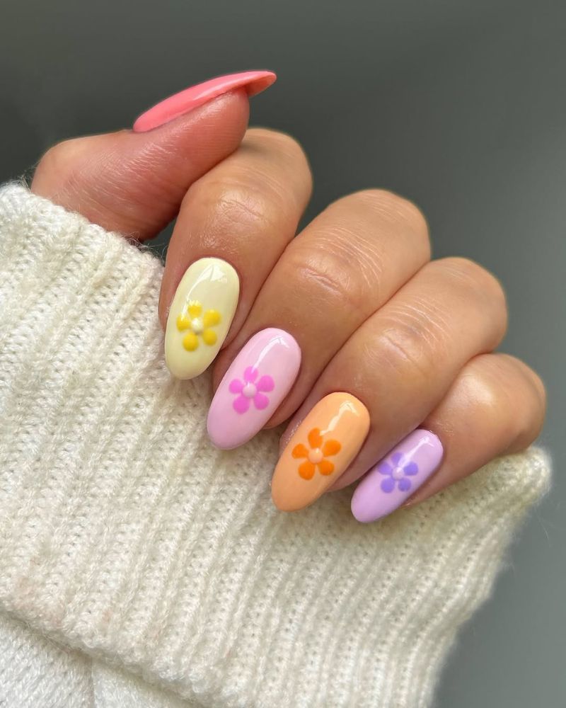 ongles d'été colorés, ongles pastel