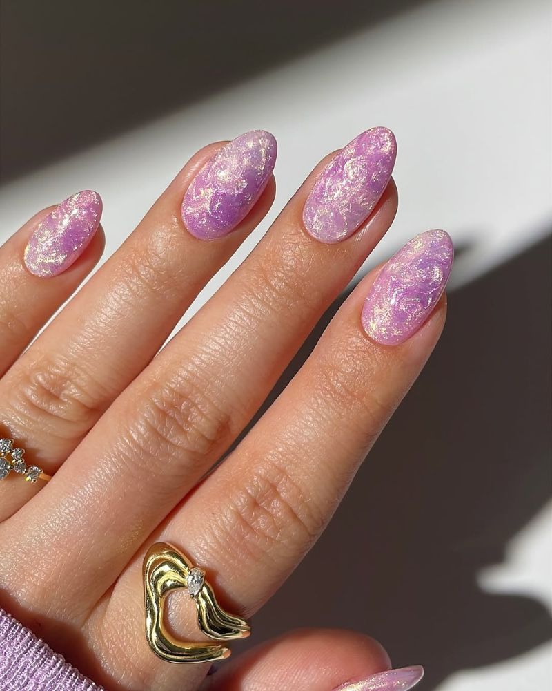 ongles pailletés été, inspiration ongles été