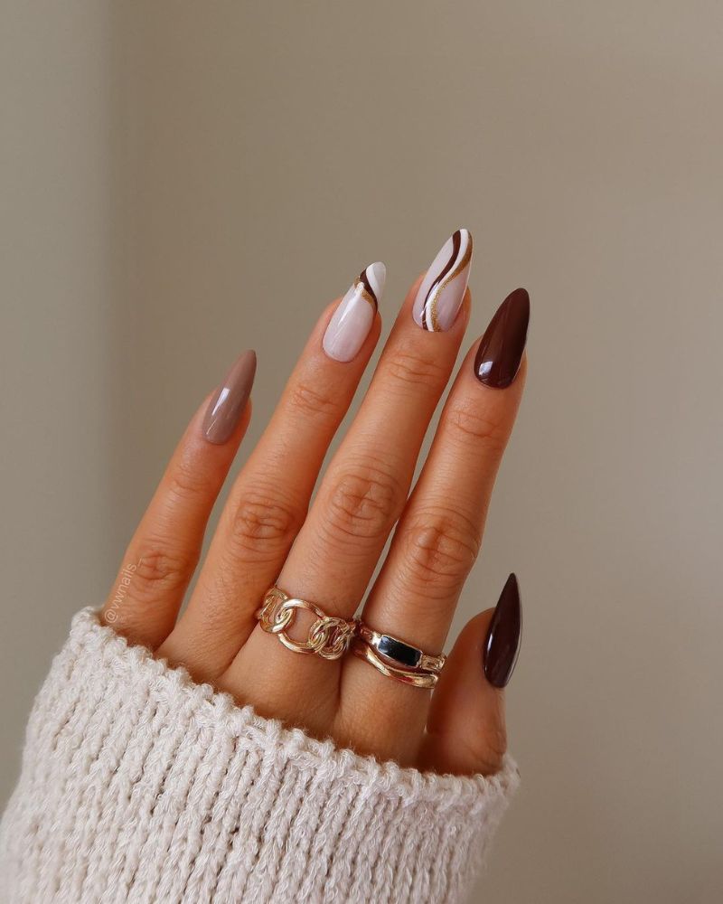 couleurs ongles automne, ongles marron