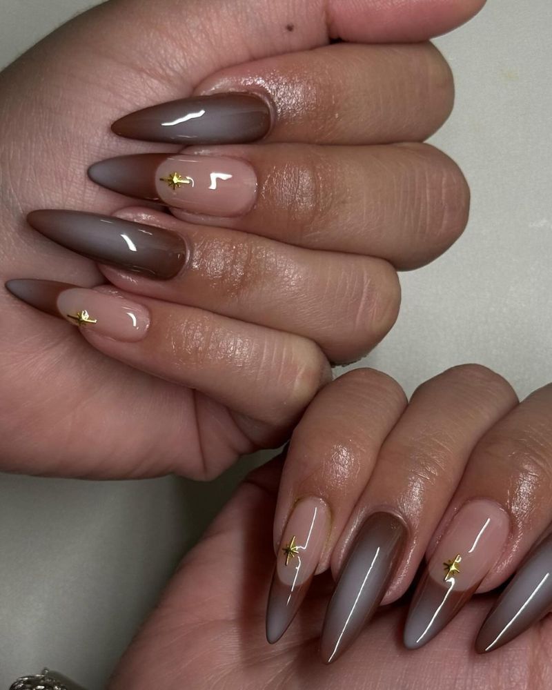 designs ongles marron aérographe