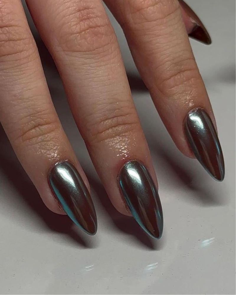 ongles chrome pour automne