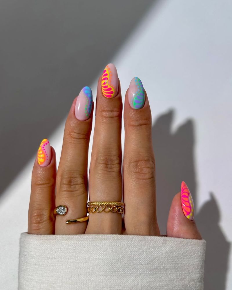 ongles estivaux élégants, art d'ongle d'été
