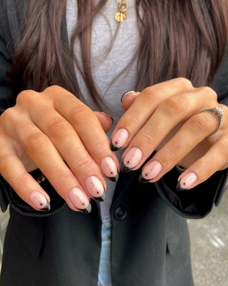 manucure française noire, ongles élégants